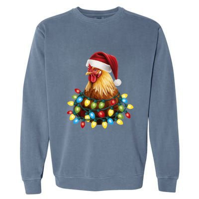 Santa Funny Xmas Tree Chicken Hilarious Christmas Garment-Dyed Sweatshirt