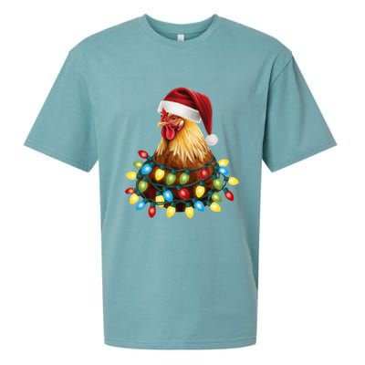 Santa Funny Xmas Tree Chicken Hilarious Christmas Sueded Cloud Jersey T-Shirt