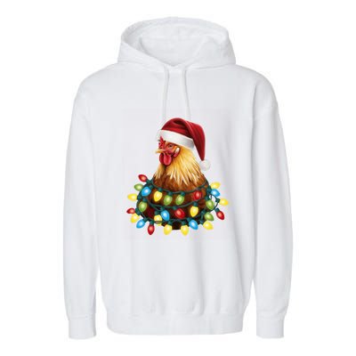 Santa Funny Xmas Tree Chicken Hilarious Christmas Garment-Dyed Fleece Hoodie