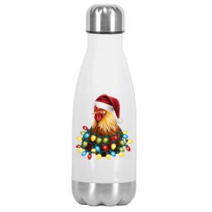 Santa Funny Xmas Tree Chicken Hilarious Christmas Stainless Steel Insulated Water Bottle