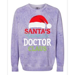 SantaS Favorite Xmas Doctor Christmas Claus Pjs Gift Colorblast Crewneck Sweatshirt