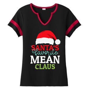 SantaS Favorite Xmas Mean Christmas Claus Pjs Gift Ladies Halftime Notch Neck Tee