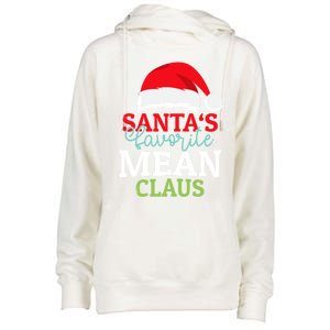 SantaS Favorite Xmas Mean Christmas Claus Pjs Gift Womens Funnel Neck Pullover Hood