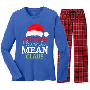 SantaS Favorite Xmas Mean Christmas Claus Pjs Gift Women's Long Sleeve Flannel Pajama Set 