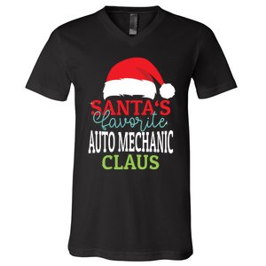 Santas Favorite Xmas Auto Mechanic Christmas Claus Pjs V-Neck T-Shirt