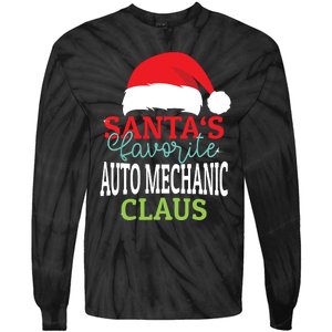 Santas Favorite Xmas Auto Mechanic Christmas Claus Pjs Tie-Dye Long Sleeve Shirt