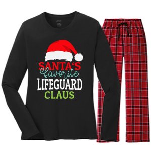 Santa's Favorite Xmas Lifeguard Christmas Claus PJS Women's Long Sleeve Flannel Pajama Set 