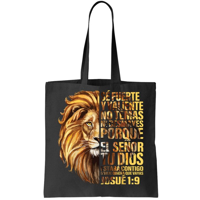 Se Fuerte Y Valiente Spanish Christian Faith Bible Verse Tote Bag