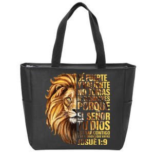 Se Fuerte Y Valiente Spanish Christian Faith Bible Verse Zip Tote Bag