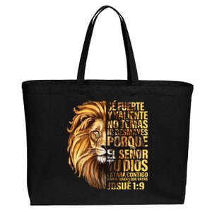 Se Fuerte Y Valiente Spanish Christian Faith Bible Verse Cotton Canvas Jumbo Tote