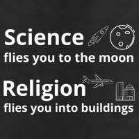 Science Flies You The Moon Religion Flies You Into Buildings 11oz C Handle Ceramic Mug