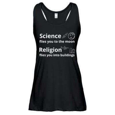 Science Flies You The Moon Religion Flies You Into Buildings Ladies Essential Flowy Tank