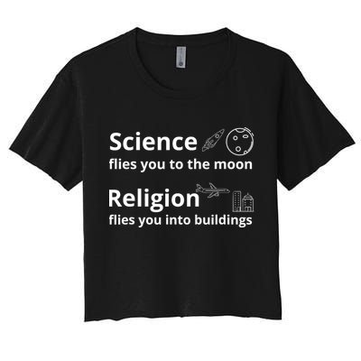 Science Flies You The Moon Religion Flies You Into Buildings Crop Top