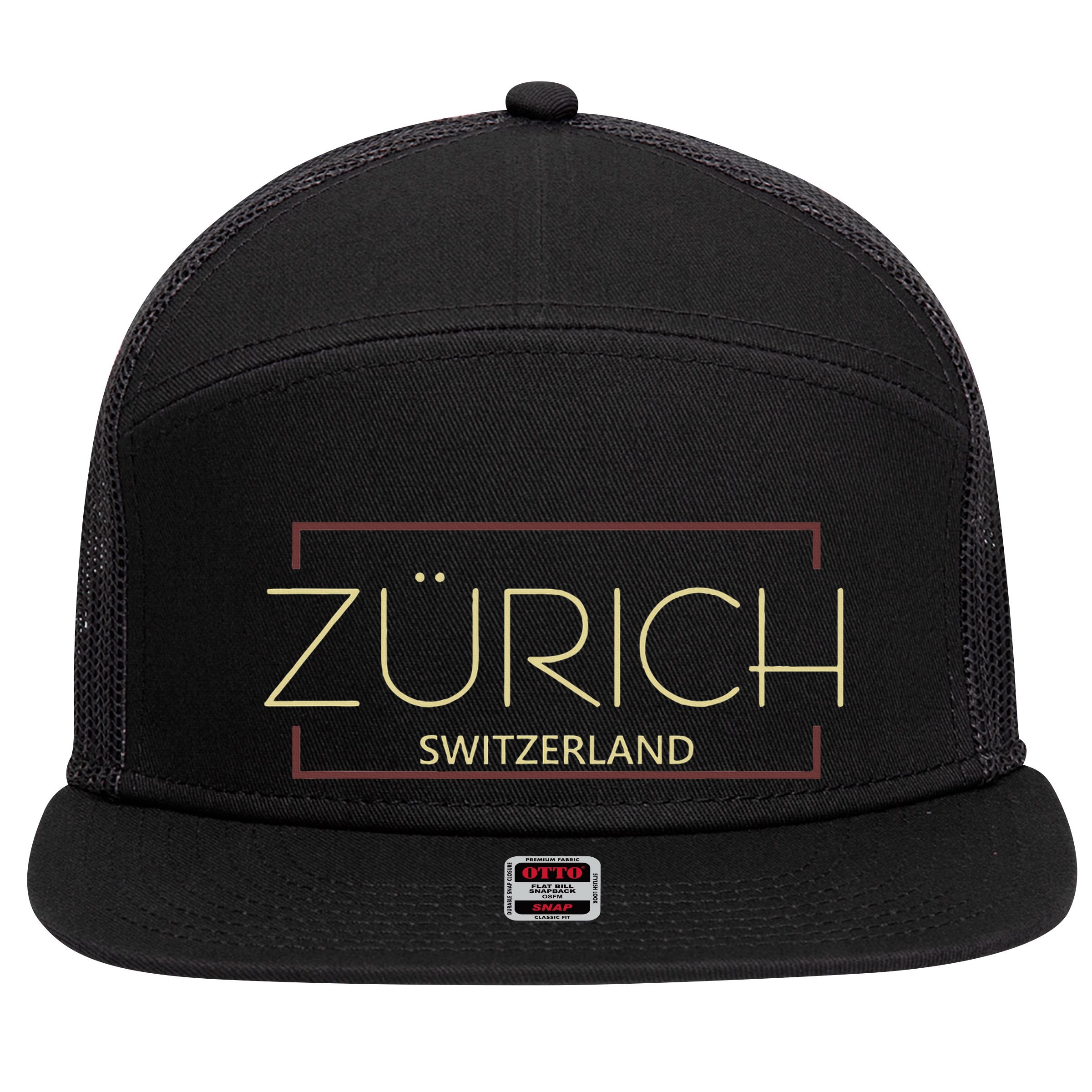 Simple Fashion Zurich Switzerland 7 Panel Mesh Trucker Snapback Hat