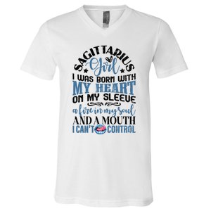 Sagittarius Funny Zodiac Sign Graphic Funny Gift V-Neck T-Shirt