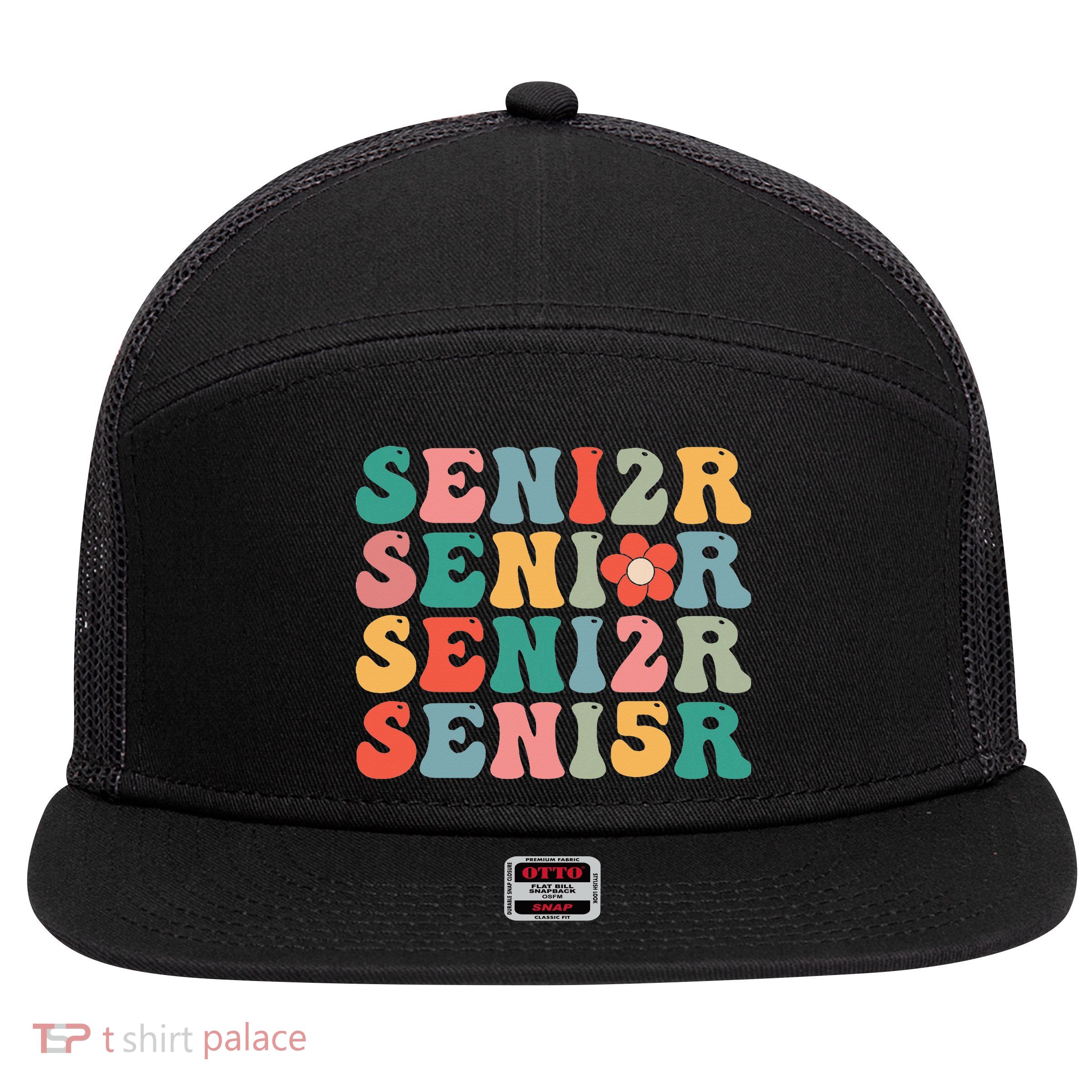 Senior Graduation 2025 Back To School For Teacher Student 7 Panel Mesh Trucker Snapback Hat