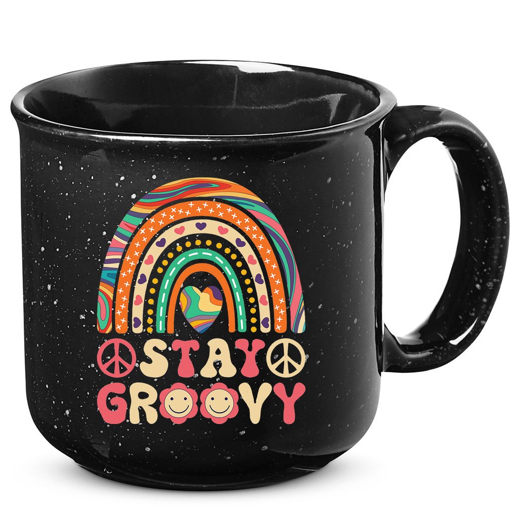 Stay Groovy 60s Outfit 70s Theme Costume Cute Rainbow Hippie 15oz Campfire Ceramic Mug