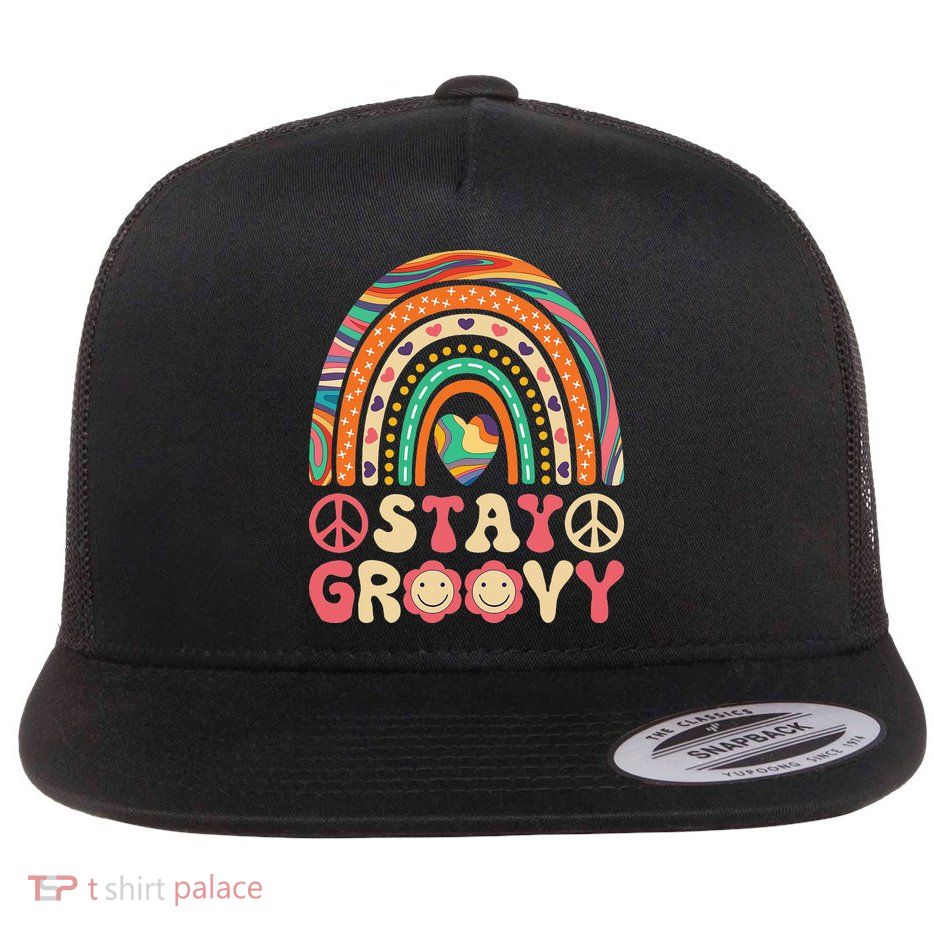 Stay Groovy 60s Outfit 70s Theme Costume Cute Rainbow Hippie Flatbill Hat
