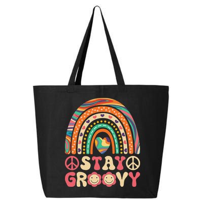 Stay Groovy 60s Outfit 70s Theme Costume Cute Rainbow Hippie 25L Jumbo Tote