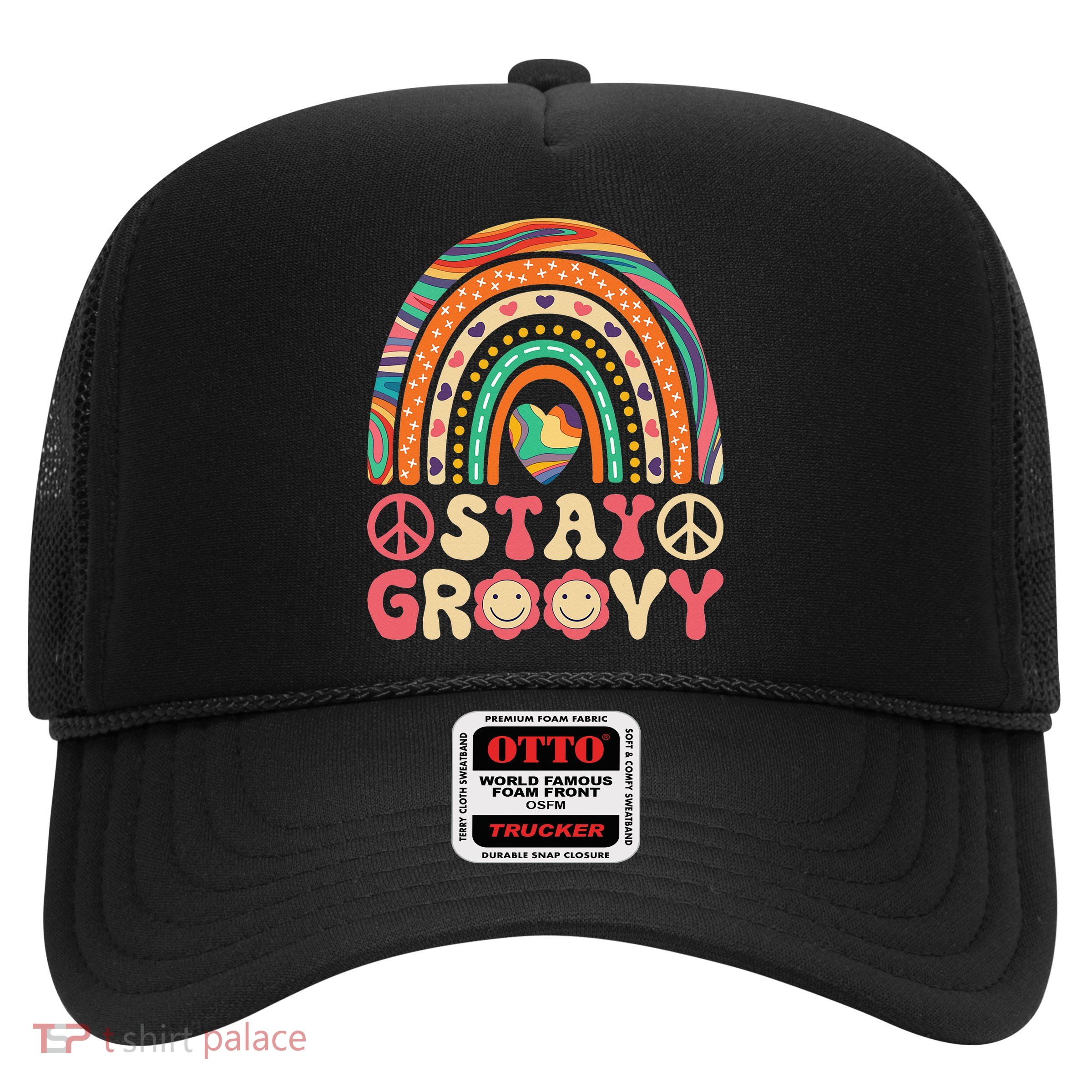 Stay Groovy 60s Outfit 70s Theme Costume Cute Rainbow Hippie Trucker Hat