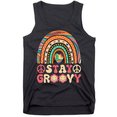Stay Groovy 60s Outfit 70s Theme Costume Cute Rainbow Hippie Tank Top