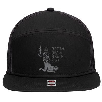 Shooting Guns And Spreading Buns Tees 7 Panel Mesh Trucker Snapback Hat