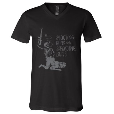 Shooting Guns And Spreading Buns Tees V-Neck T-Shirt