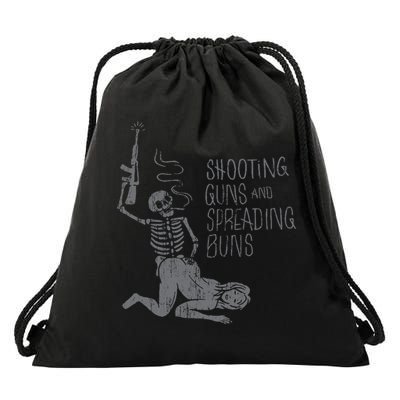Shooting Guns And Spreading Buns Tees Drawstring Bag