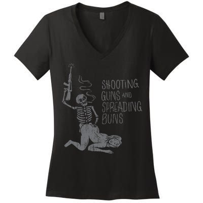 Shooting Guns And Spreading Buns Tees Women's V-Neck T-Shirt