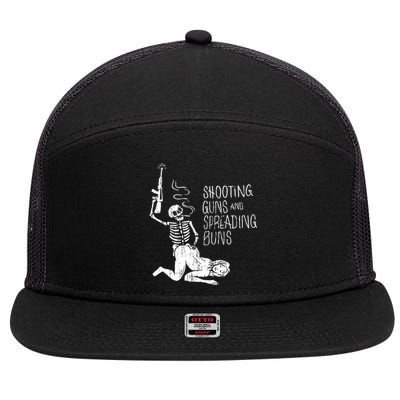 Shooting Guns And Spreading Buns Tees 7 Panel Mesh Trucker Snapback Hat