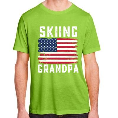 Skiing Grandpa American Flag July 4th Gift Adult ChromaSoft Performance T-Shirt