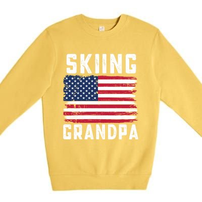 Skiing Grandpa American Flag July 4th Gift Premium Crewneck Sweatshirt