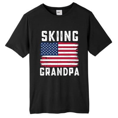 Skiing Grandpa American Flag July 4th Gift Tall Fusion ChromaSoft Performance T-Shirt