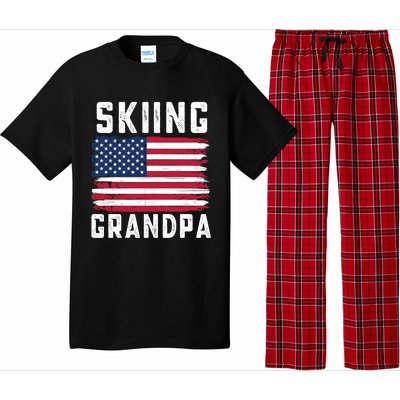 Skiing Grandpa American Flag July 4th Gift Pajama Set