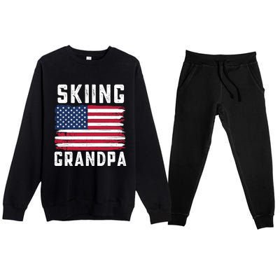 Skiing Grandpa American Flag July 4th Gift Premium Crewneck Sweatsuit Set