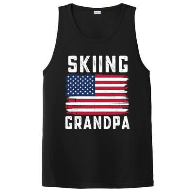 Skiing Grandpa American Flag July 4th Gift PosiCharge Competitor Tank