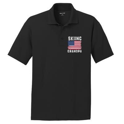 Skiing Grandpa American Flag July 4th Gift PosiCharge RacerMesh Polo