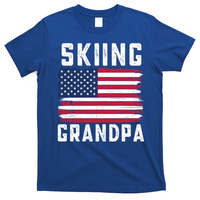 Skiing Grandpa American Flag July 4th Gift T-Shirt