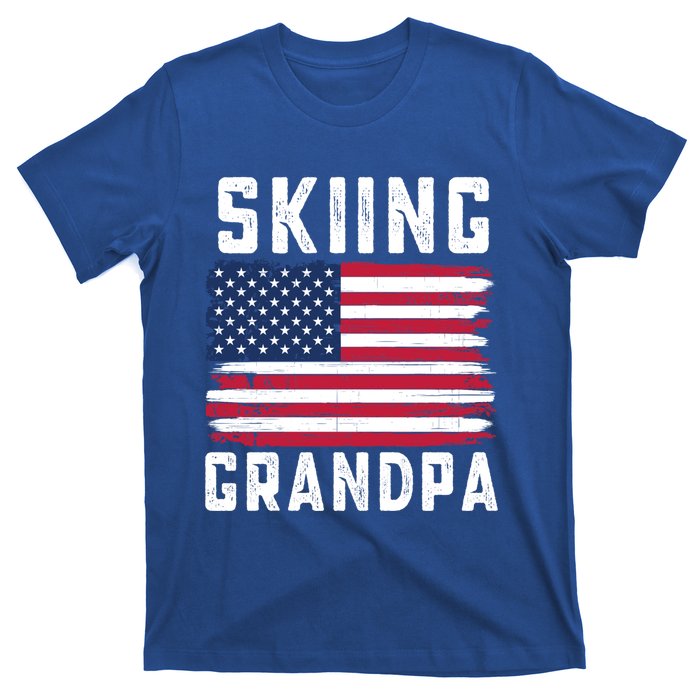 Skiing Grandpa American Flag July 4th Gift T-Shirt