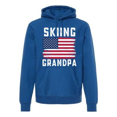 Skiing Grandpa American Flag July 4th Gift Premium Hoodie