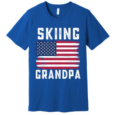 Skiing Grandpa American Flag July 4th Gift Premium T-Shirt