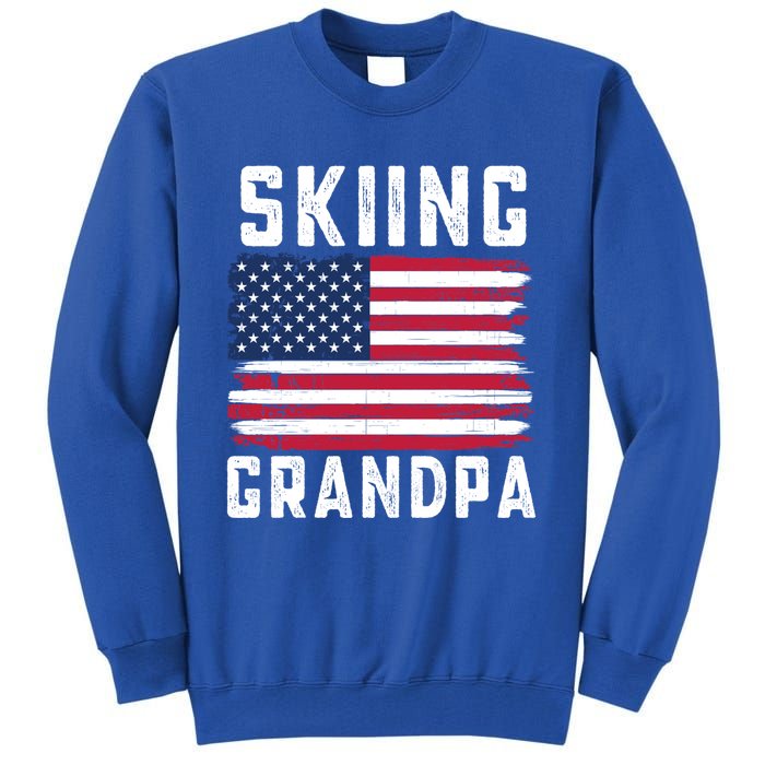 Skiing Grandpa American Flag July 4th Gift Tall Sweatshirt