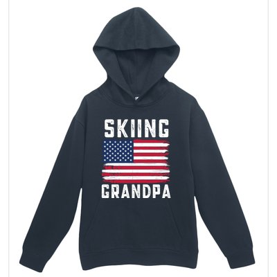 Skiing Grandpa American Flag July 4th Gift Urban Pullover Hoodie