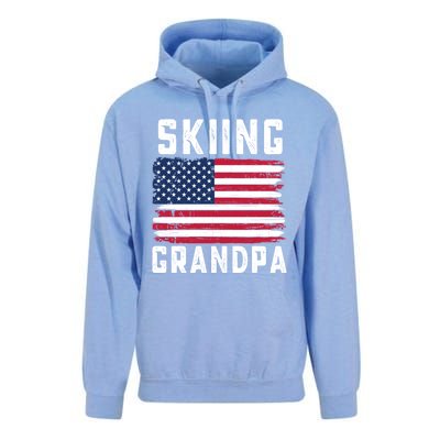 Skiing Grandpa American Flag July 4th Gift Unisex Surf Hoodie