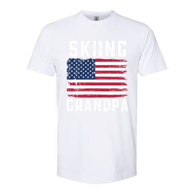 Skiing Grandpa American Flag July 4th Gift Softstyle CVC T-Shirt