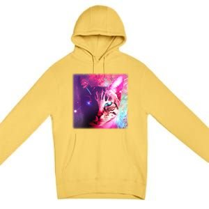 Spacy Galaxy Alien Cat Premium Pullover Hoodie