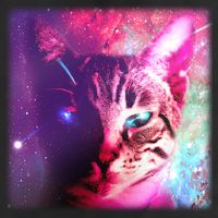 Spacy Galaxy Alien Cat 7 Panel Mesh Trucker Snapback Hat