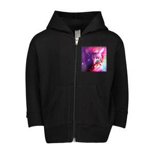 Spacy Galaxy Alien Cat Toddler Zip Fleece Hoodie