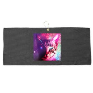 Spacy Galaxy Alien Cat Large Microfiber Waffle Golf Towel