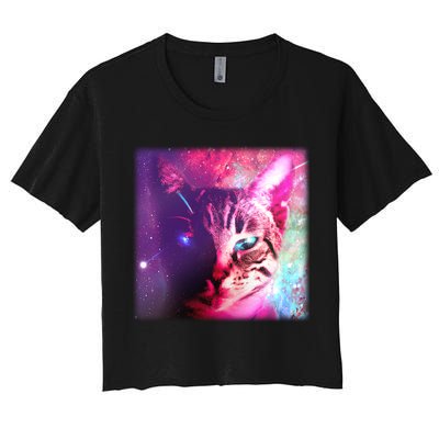 Spacy Galaxy Alien Cat Crop Top